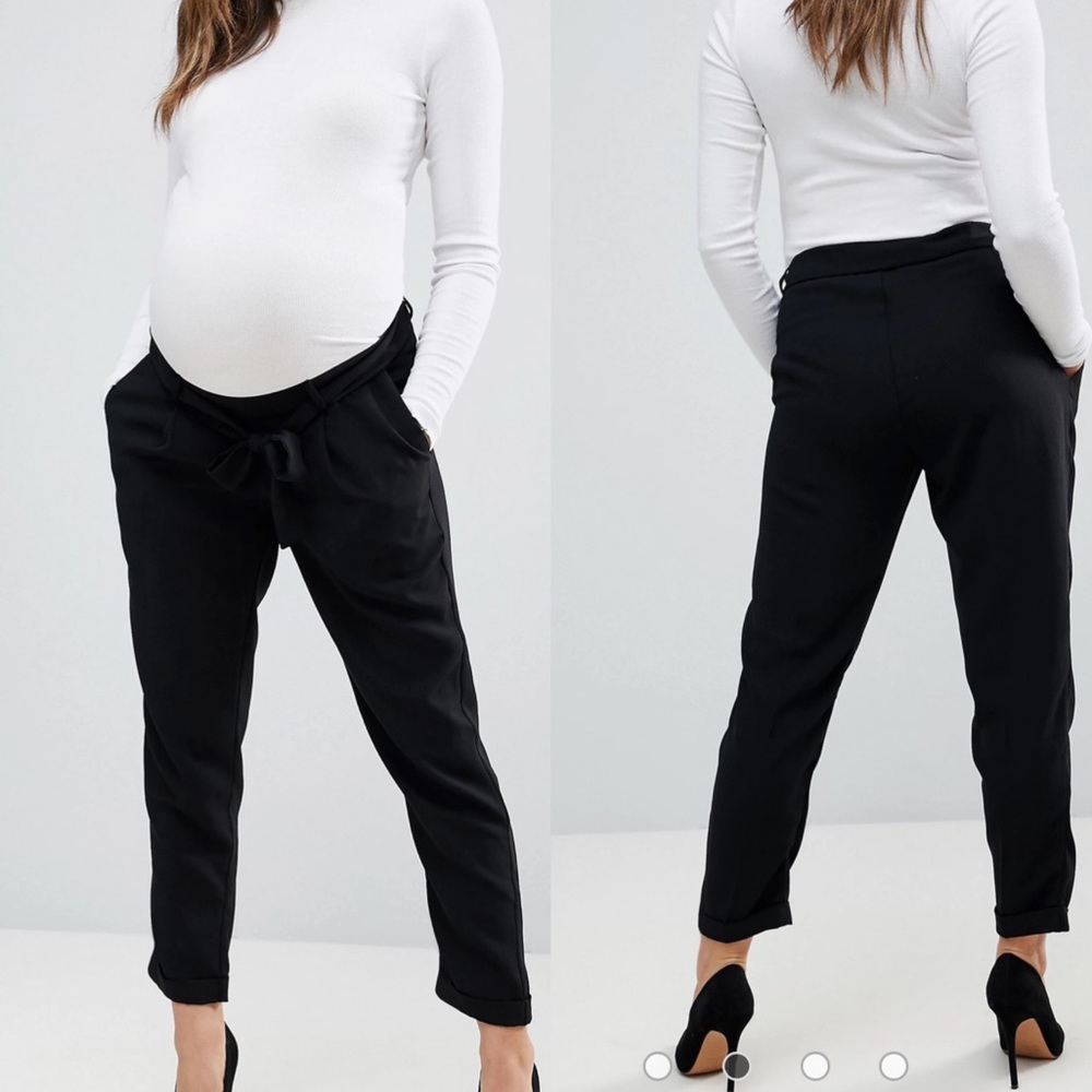 ASOS maternity woven peg trousers with tie size 6 US